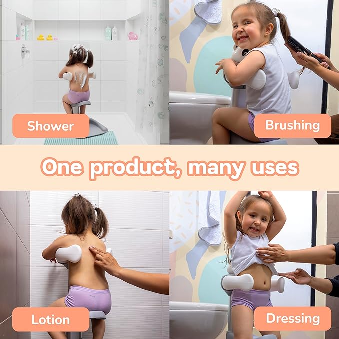Baby Shower Stand with Built-in Seat and Bath Toy | Baby Bath Stand Height-Adjustable Washing Stand for Toddlers | Soporte para Bañera con Asiento y Juguete