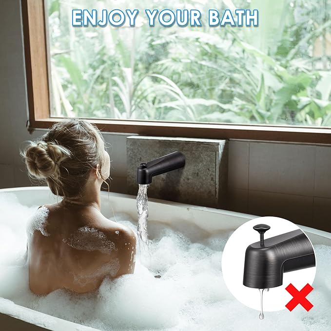 Enhon 7 Inch Slip on Tub Spout with Diverter, Compatible with Moen 3839/Moen 3853, Bathtub Diverter Spout Fits 1/2" Copper Water Tube(5/8" Diameter), 5/32" Hex Wrench(Oil Rubbed Bronze,Classic)