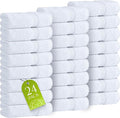 Wealuxe White Washcloths 24 Pack - 600 GSM 100% Ring-Spun Cotton Wash Cloths for Showering, Highly Absorbent and Soft | 12x12 Inches