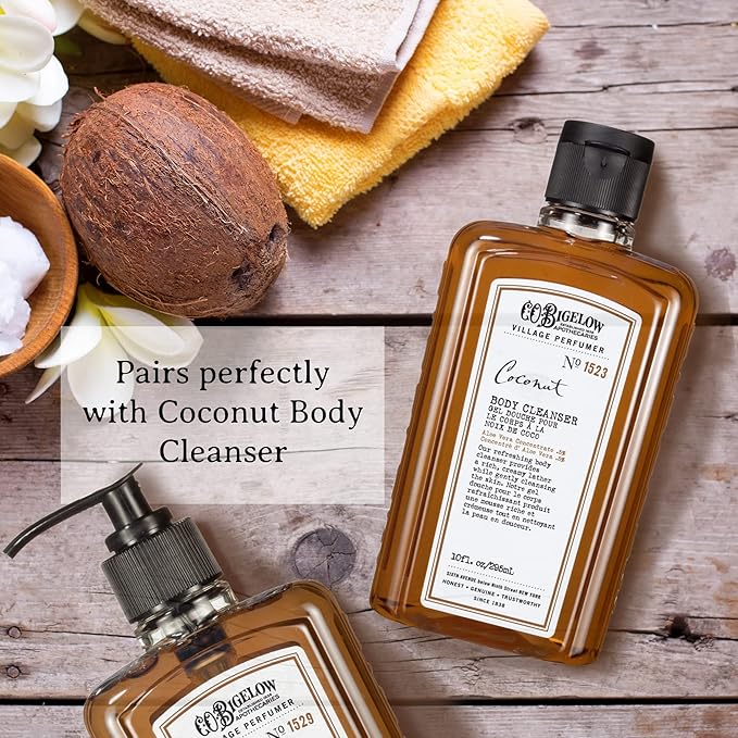 C.O. Bigelow Hand Wash, Coconut, No. 1529 - Village Perfumer Moisturizing Hand Wash for Bathroom & Kitchen with Aloe Vera, 10 fl oz, Pack of 2
