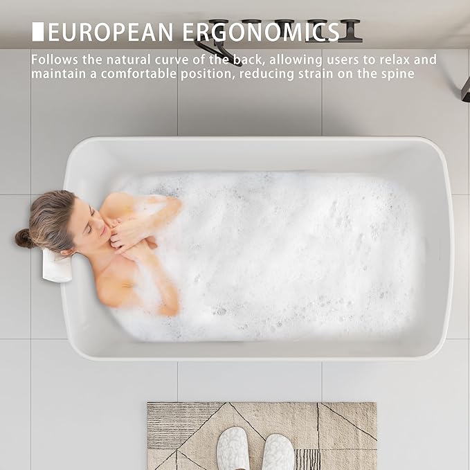 Abruzzo 49" Small Freestanding Bathtub - Square Acrylic Soaking Tub for Small Spaces, Japanese Style Deep Soak with Chrome Overflow & Quick Drain, Gloss White cUPC Certified Compact Bathtub