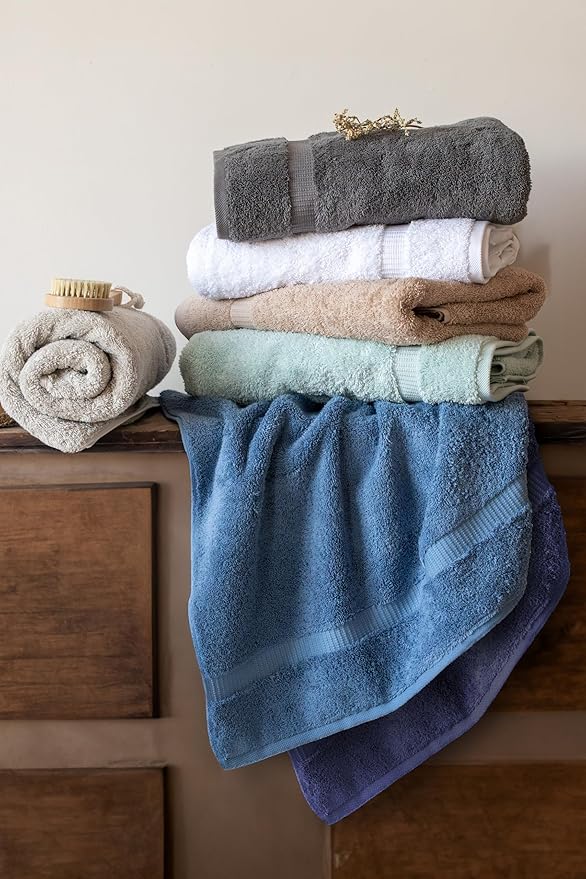 SALBAKOS 100% Turkish Cotton Hand Towel Set of 6 16x30 inch | Heirloom Quality | Hotel & Spa Collection | Ultra Soft, Super Absorbent, Long Lasting Hand Towels | Made in Turkey (Gray, 6 Hand Towels)