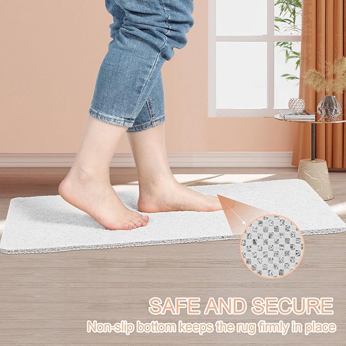 Joyhalo Bathtub Mat Non Slip, Bath Mat for Tub, Shower Mats for Inside Shower, 31.5x16 Inch, PVC Loofah Bathroom Mats for Wet Areas, Quick Drying, White