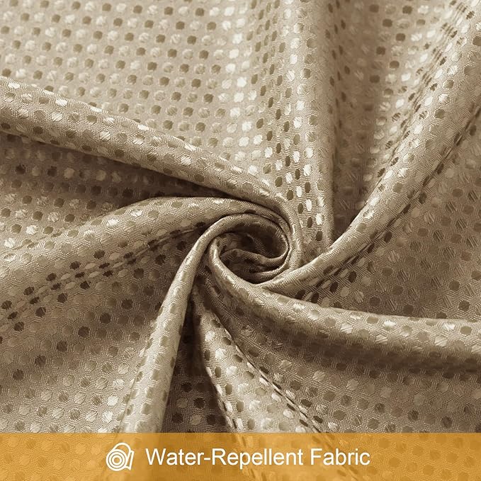 3 in 1 Extra Long Beige Shower Curtain Set-72 W x 84 H, Tan Waffle and PEVA Liner Set with 12 Stainless Steel Hooks, Waterproof Fabric for Bathroom