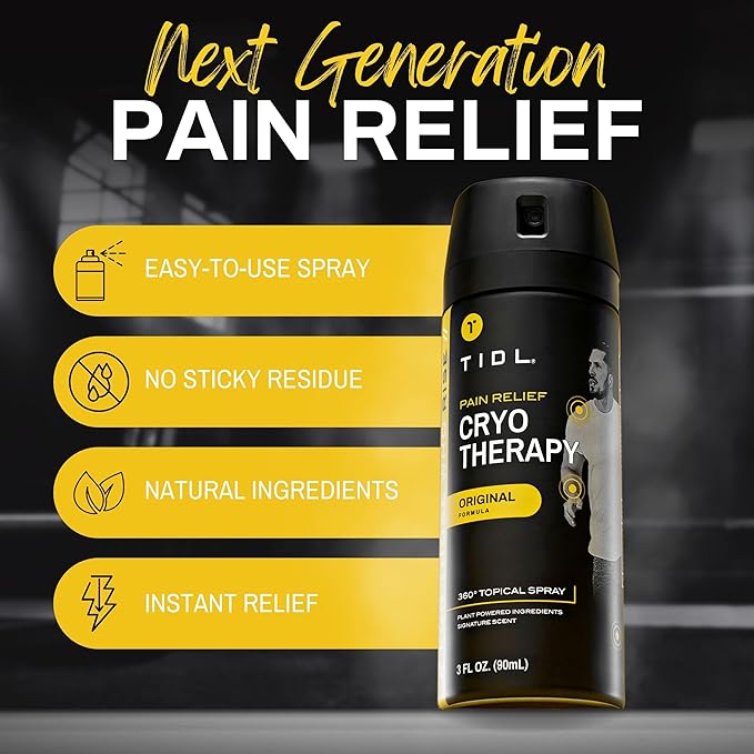 TIDL Cryotherapy Pain Relief Spray, 3 Oz (Pack of 2) Targeted Neck Pain, Joint & Muscle Pain Relief with Organic, Plant-Based Menthol, Instant Cooling for Arthritis, Back & Knee Pain