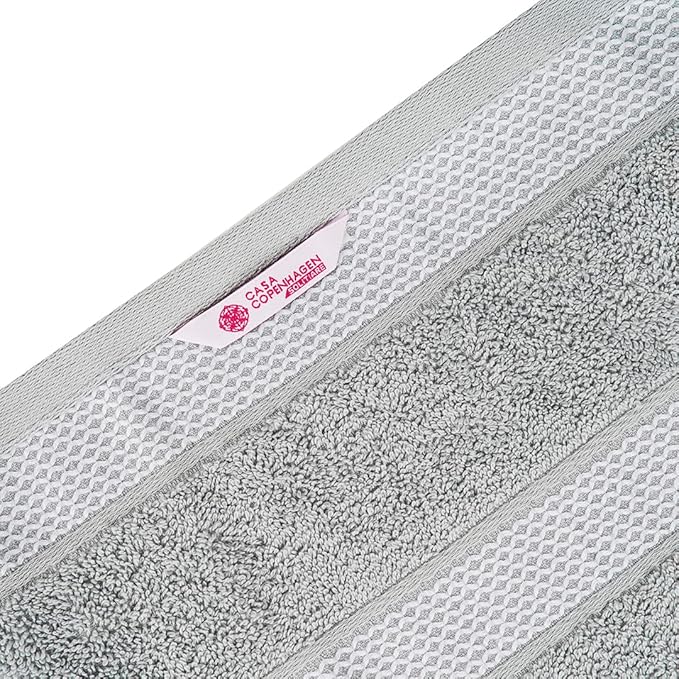 CASA COPENHAGEN Solitaire Mix 6 Pieces Towel Set- Grey Violet + Teal, 600 GSM 2Bath Towel 2Hand Towel 2Washcloth, Designed in Denmark Made of Soft Egyptian Cotton for Bathroom, Kitchen & Shower
