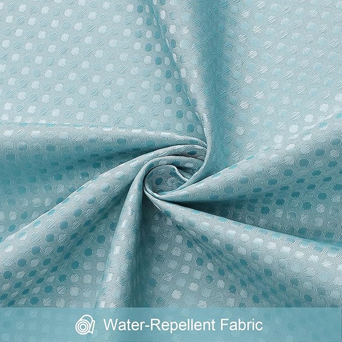 3 in 1 Extra Long Shower Curtain Set-72 W x 84 H, Teal Blue Waffle and PEVA Liner Set with 12 Stainless Steel Hooks, Waterproof Fabric for Bathroom