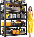 71"H Garage Shelving, 5-Tier Heavy Duty Storage Shelves, Adjustable Metal Shelving Unit, Utility Garage Organizer Shelf for Basement, Pantry, Warehouse, supermarket,15.7"Dx35.4"Wx71.2"H Black