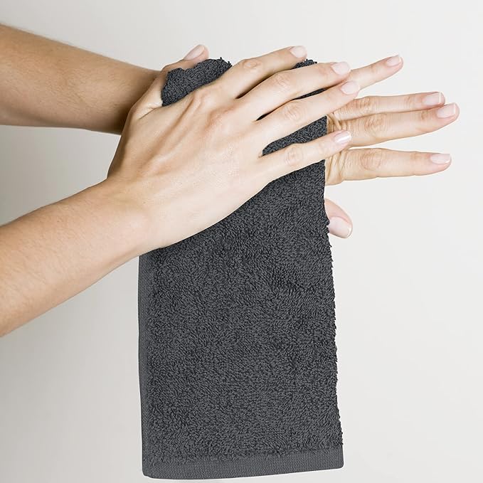 Utopia Towels 12 Pack Cotton Washcloths Set, 100% Ring Spun Cotton, Premium Flannel Face Cloths, Highly Absorbent and Soft Feel Fingertip Towels, Grey, White
