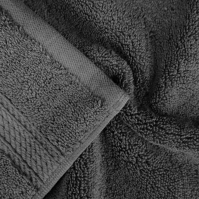 BLUENILEMILLS Madison Egyptian Cotton Towels, Towel Set for Bathroom, Shower, Hotel, Plush, 800 GSM, Highly Absorbent and Ultra-Soft Towels, Bath Essentials, 8 Piece Assorted Towel Set, Charcoal