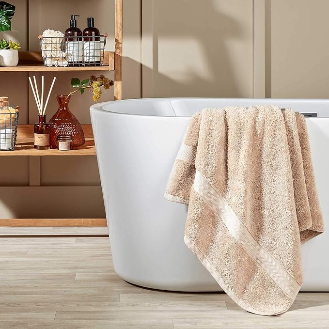 Christy Renaissance 4 Piece Beige Towel Set | 100% Egyptian Cotton | Luxury Bathroom Towels | Soft and Super Absorbent | 675 GSM | 2 Bath Sheet 2 Hand | Driftwood