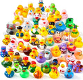 JOYIN 240 Pcs Rubber Ducks, Random Assortment Ducks Bulk with Mesh Carry Bag, Mini Rubber Duckies for Baby Bath Toys, Kids Toddler Summer Pool Toys Birthday Gifts Party Favors