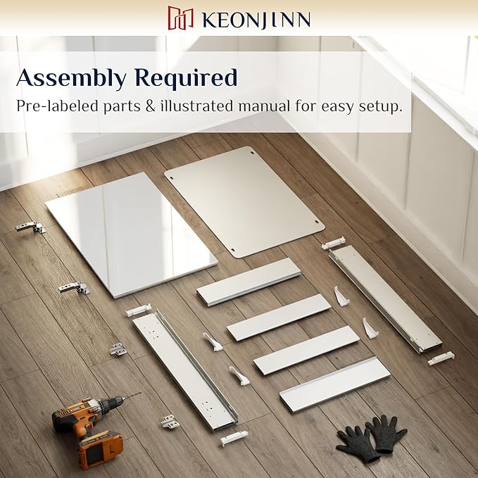Keonjinn 36 x 24 Inch Bathroom Mirrored Medicine Cabinet, Lightweight Aluminum Structure, Freely Adjustable Shelves, Combined Assembly Needed, Surface Mount or Recessed Mirror with Storage