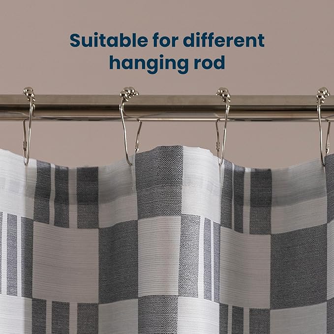SLEEP ZONE Grey Checkered Shower Curtain Waterproof Curtains for Bathroom Decor Bathtub Geometic Shower Curtain 72" × 72"