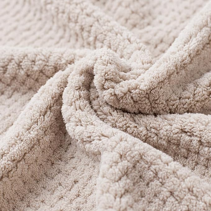 Extra Large Bath Towels Set for Bathroom 30x60 Inches Super Soft Light Weight Quick Dry Microfiber Shower Towels (Beige, 6 Piece)