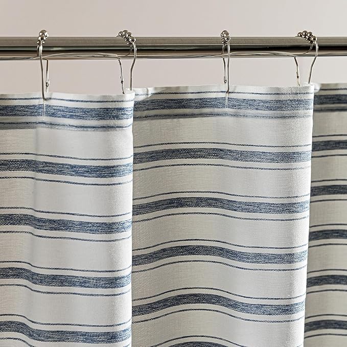 SLEEP ZONE Shower Curtain Liner, Waffle Shower Curtains for Bathroom, Heavy Duty Thick Fabric Shower Curtains - 285GSM Luxury Weighted Polyester Bath Curtain, 72" × 98" (Blue)