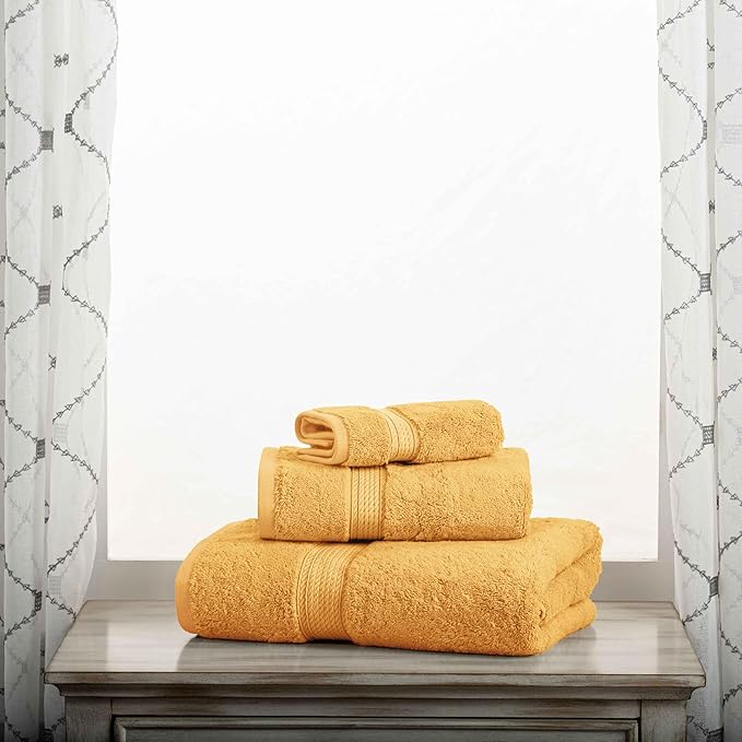 BLUENILEMILLS Madison Egyptian Cotton Towels, Towel Set for Bathroom, Shower, Hotel, Plush, 800 GSM, Highly Absorbent and Ultra-Soft Towels, Bath Essentials, 3 Piece Assorted Towel Set, Gold
