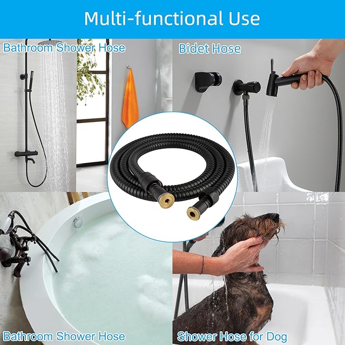 Hibbent All Metal Shower Hose, 59 Inch Stainless Steel Extra Long Bathroom Shower Hose Replacement, Anti-Twist Flexible Handheld Shower Head Hose Extension with Brass Insert & Nut, Oil Rubbed Bronze