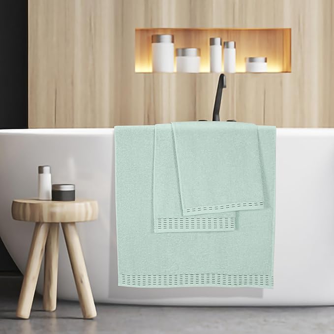 Cotton 2 Pack Oversized Bath Towel Set 28x55 inches, Large Bath Towels, Ultra Absorbant Compact Quickdry & Lightweight Towel, Ideal for Gym Travel Camp Pool - Sea Green