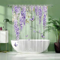 Clear Purple Floral Lavender Butterfly Shower Curtain, Plastic Transparent Cute Pretty Flower Decorative Aesthetic Shower Curtains for Bathroom, 72x78 Weighted Magnetic Shower Curtain Liner with Hooks