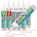 Silicone Caulk & Sealant White, 10 Pack - 100% Waterproof Silicone Sealant, Silicone Caulking for Kitchen and Bathroom, Toilet, Sink, Window ＆ Door Use, Shrink & Crack Proof (10.1 FL.OZ/300ml)