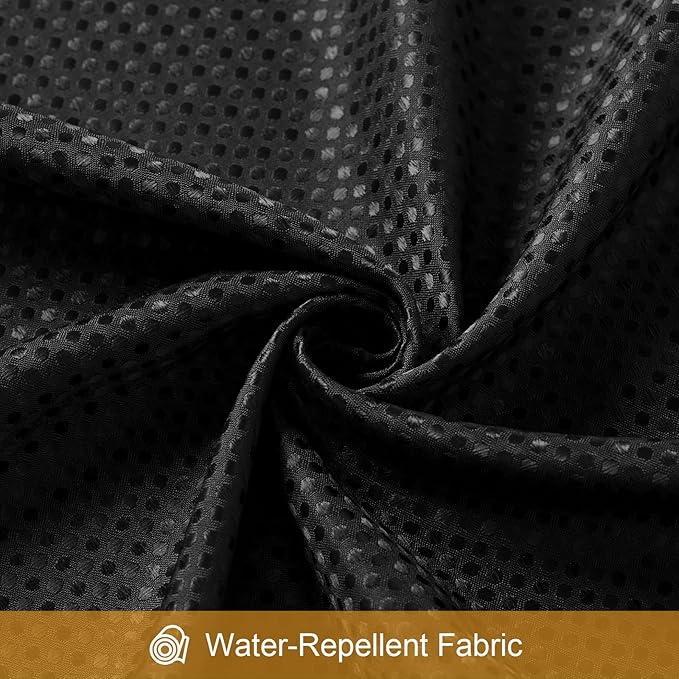 3 in 1 Stall Half Size Shower Curtain Set-36 W x 72 H, Black Waffle Waterproof Fabric and PEVA Liner Set with Stainless Steel Hooks