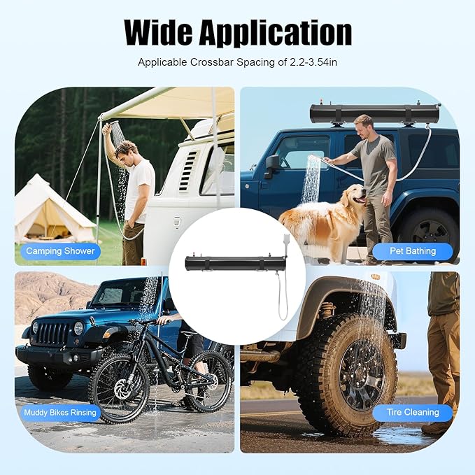 Portable Pressurized Camp Shower, Roof Rack Shower, 30L Capacity Roof Rack Water Tank with 1.6 bar Pressure, for Trucks Off Road Vehicles Water Storagefor Outdoor Cleaning & Surfing