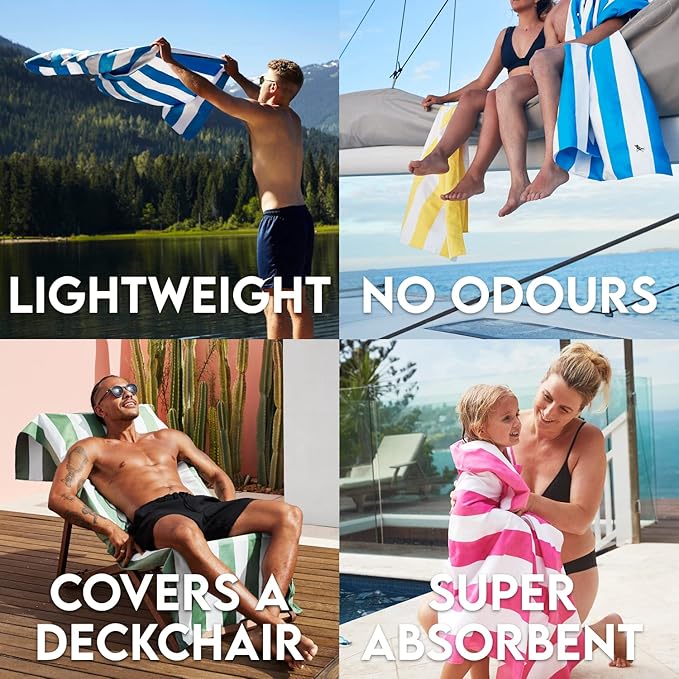 Dock & Bay Beach Towel - Quick Dry, Sand Free - Compact, Lightweight - 100% Recycled - Includes Bag - Cabana - Boracay Yellow - Extra Large (200x90cm, 78x35)
