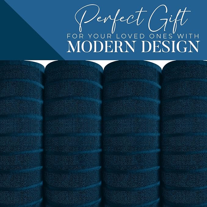 DAN RIVER Pack of 2 Bath Sheet 35x70 Inches, Big Towels Oversized Extra Ribbed Large Bath Sheets, Absorbent Quick Dry Towels - Blue Opal