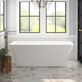 FerdY Sentosa 67" Acrylic Freestanding Bathtub, Contemporary Design Soaking Tub with Brushed Nickel Drain and Minimalist Linear Design Overflow, Easy to Install, 02560