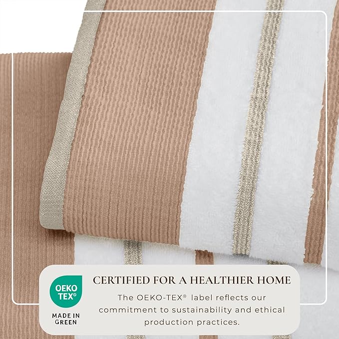 Great Bay Home Decorative Bath Towel Set - Luxury Cotton 4 Pack 54x27 Bath Towel Set - Luxurious, Ultra-Soft, Durable Towels for Bathroom Decor (Dusty Rose/Cappuccino)