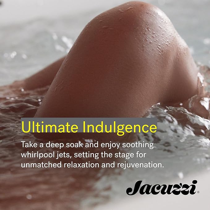 Jacuzzi SIGNATURE Acrylic Drop-In Bathtub, Jet Massage Tub, Slip Resistant, Left Drain Placement, 72" (L) x 42" (W), Oval In Rectangle, Oyster
