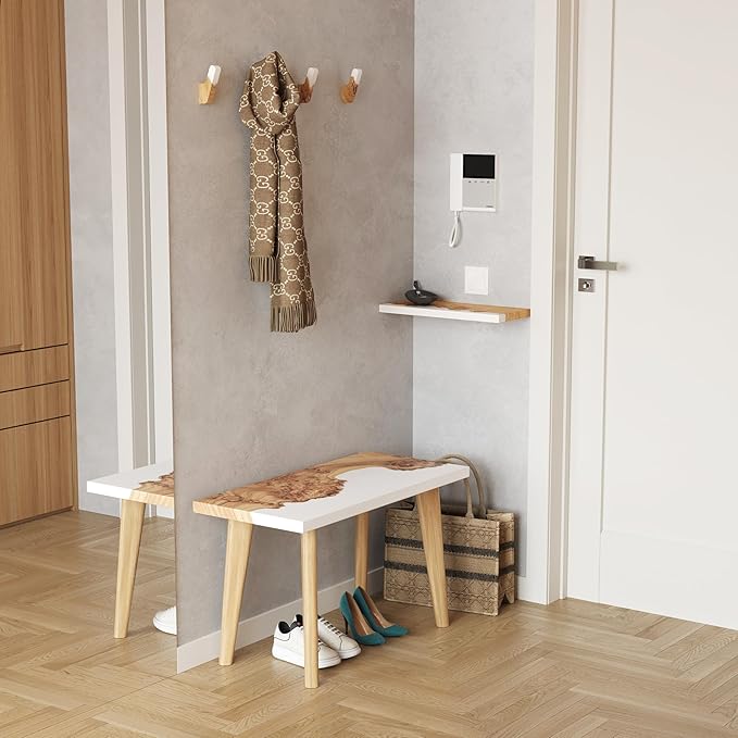 RWA Straight Edge Floating Shelf – Unique Wood Floating Shelf for Wall Decor, Living Room, Bedroom, or Bathroom – Sleek Decorative Wall Shelves for Home & Office (Straight/White, Large - 24x7)