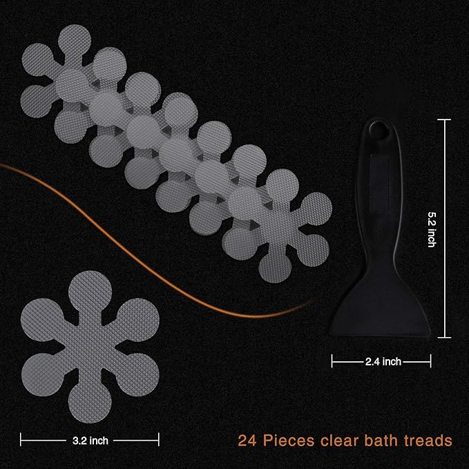 Bathtub Stickers Non-Slip, Safety Shower Treads Adhesive Appliques with Premium Scraper
