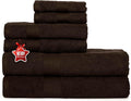 Ample Decor 100% Cotton Bathroom Towels Set of 6-2 Bath Towels, 2 Hand Towels, 2 Wash Cloths, Quick Drying - Brown Towel Sets
