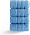 HALLEY Turkish 4 Pack Premium Hand Towels (4 Pieces) 650 GSM Highly Absorbent Super Soft 100% Cotton - 4 Hand Towels (Blue)