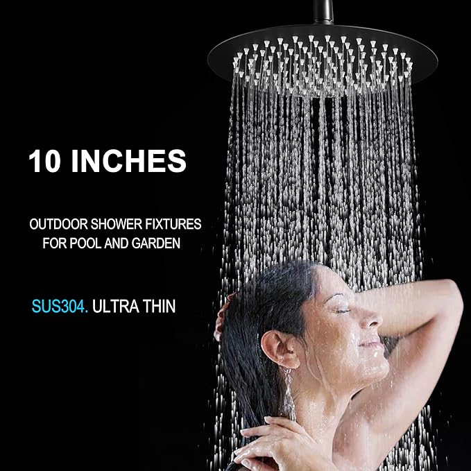 Shower Faucet - Shower Faucets Sets Complete, Shower System - Outdoor Shower Kit/Outdoor Shower Enclosure/Outdoor Shower Fixtures W/ SS304 Shower Head with Handheld High Pressure, Matte Black