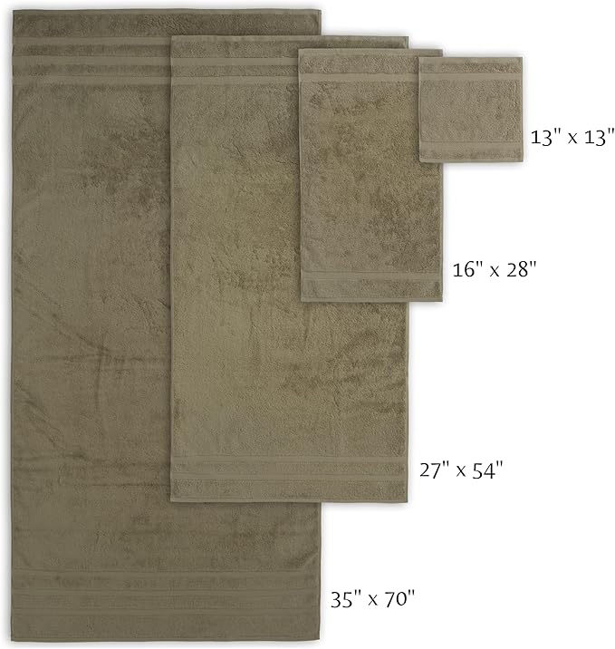SOFE H&L | Olea Luxury Cotton Turkish Bath Towels Set of 4 Green | Premium, Soft, Durable, Absorbent | Hotel Quality Plush Towels and Thick Towel Sets