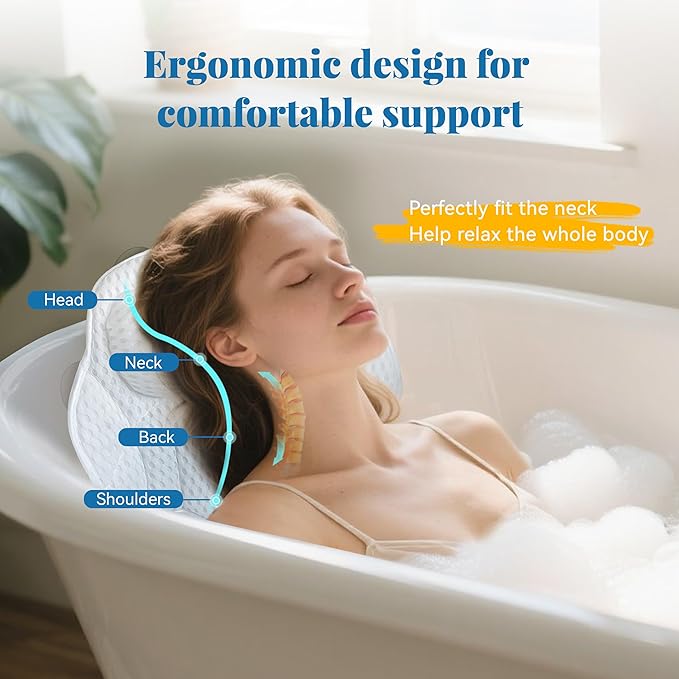 FerdY Shangri-La 47" Acrylic Freestanding Bathtub with Headrest, Small Classic Oval Shape Acrylic Soaking Bathtub with Matte Black Drain & Overflow& Bathtub Pillow, cUPC Certified