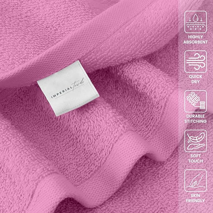 Hand Towels (Pack of 24) Pink Economy Towels Salon Towels - 100% Cotton Spa Towel– 16 x 27 Inches Highly Absorbable, Facial, Gym, Hair Face Towels Bulk