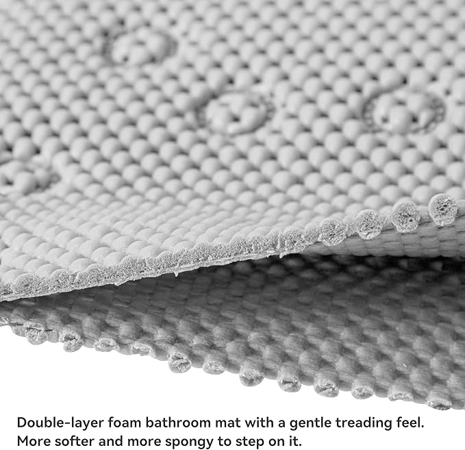 Double Layer Foam Non Slip Bathtub Mat 37x17in, More Comfortable and Thicker Tub Mat Than Ordinary Foam Shower Mat, Bath Mat for Tub with Suction for Comfort and Safety (Grey, 36'' x 17'')