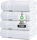 TOWELTIQUE- Organic Cotton Plush Bath Towels Pack of 4 GOTS & Oeko- TEX Certified | Premium Soft, Absorbent & Quick-Drying Towels for Bathroom, Gym, Spa & Hotel Use – White