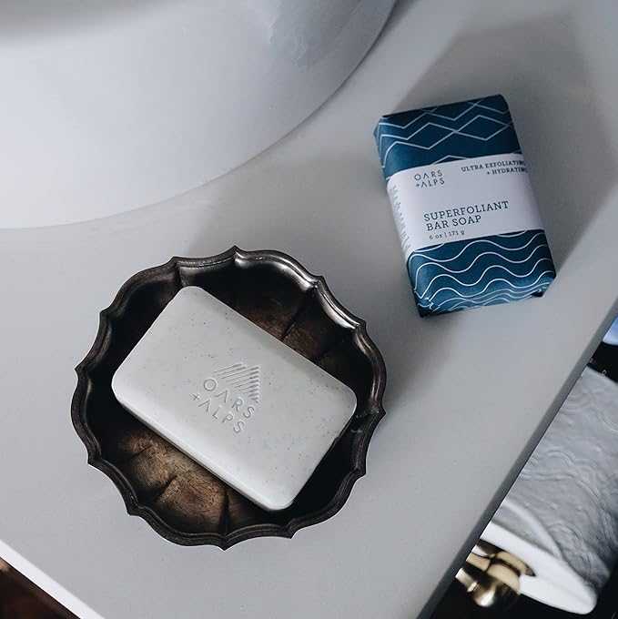 Oars + Alps Eucalyptus Superfoliant Exfoliating Bar Soap for Men, Deep Cleaning & Exfoliating Soap with Jojoba Beads, Made with Clean Ingredients, All Skin Types, Cruelty Free, 1pk, 6oz