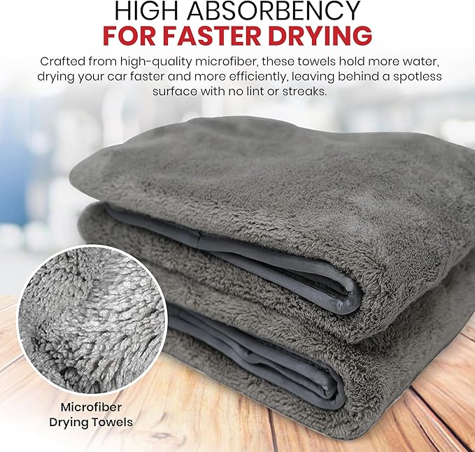 Platinum Microfiber Towels for Cars Extra Large Towel Set of 2 Drying Towels with Maximum Absorbency, Scratch Free Wash Towels for Detailing, Microfiber Cleaning Cloth Towel Kit