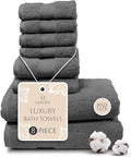 MAURA Grey Bath Towel Set of 8 for Bathroom. Turkish Cotton Luxury Bath Towels. Extra Large, Thick, Plush & Soft. Hotel & Spa Quality - Space Gray