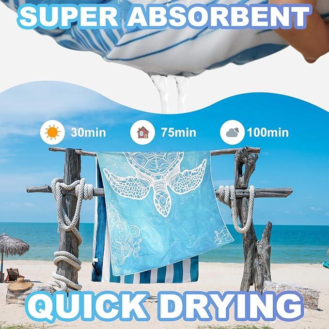 Beach Towels Oversized - 2 Pack 78'' X 35''(200 x 90 cm) Extra Large Beach Towels, 250 GSM Thicken Microfiber Sand Free Lightweight Quick Dry Beach Towel, Yoga Pool Gym Camping Travel Towel for Adults