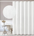 Gibelle Extra Long Shower Curtain 72 x 84, Tall 3D Embossed Textured White Fabric Shower Curtain, Modern Farmhouse Chic Soft Cloth Bathroom Curtains Shower Set with Hooks