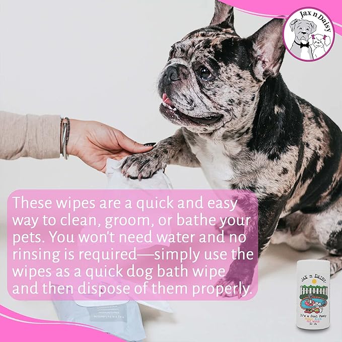 Jax n Daisy Pool Pawty Summer Scent pet Wipes cat Dog Wipes Handy pet Supplies Cleaning Products for Dogs Cats Dog Accessories Products for Cats cat Ear Cleaner Supplies