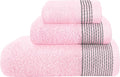 Belizzi Home Ultra Soft 3 Pack Cotton Towel Set, Contains a Bath Towel 28x55 inch, a Hand Towel 16x24 inch & a Wash Coth 12x12 inch, Ideal Everyday use, Compact & Lightweight -Pink