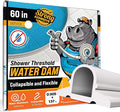 Shower Threshold Water Dam Barrier 60" Rounded - White Collapsible Shower Water Blocker - Guard for Walk in Shower - Water Guard Stopper for Floor - Shower Door Water Blocker - Wheelchair Accessible